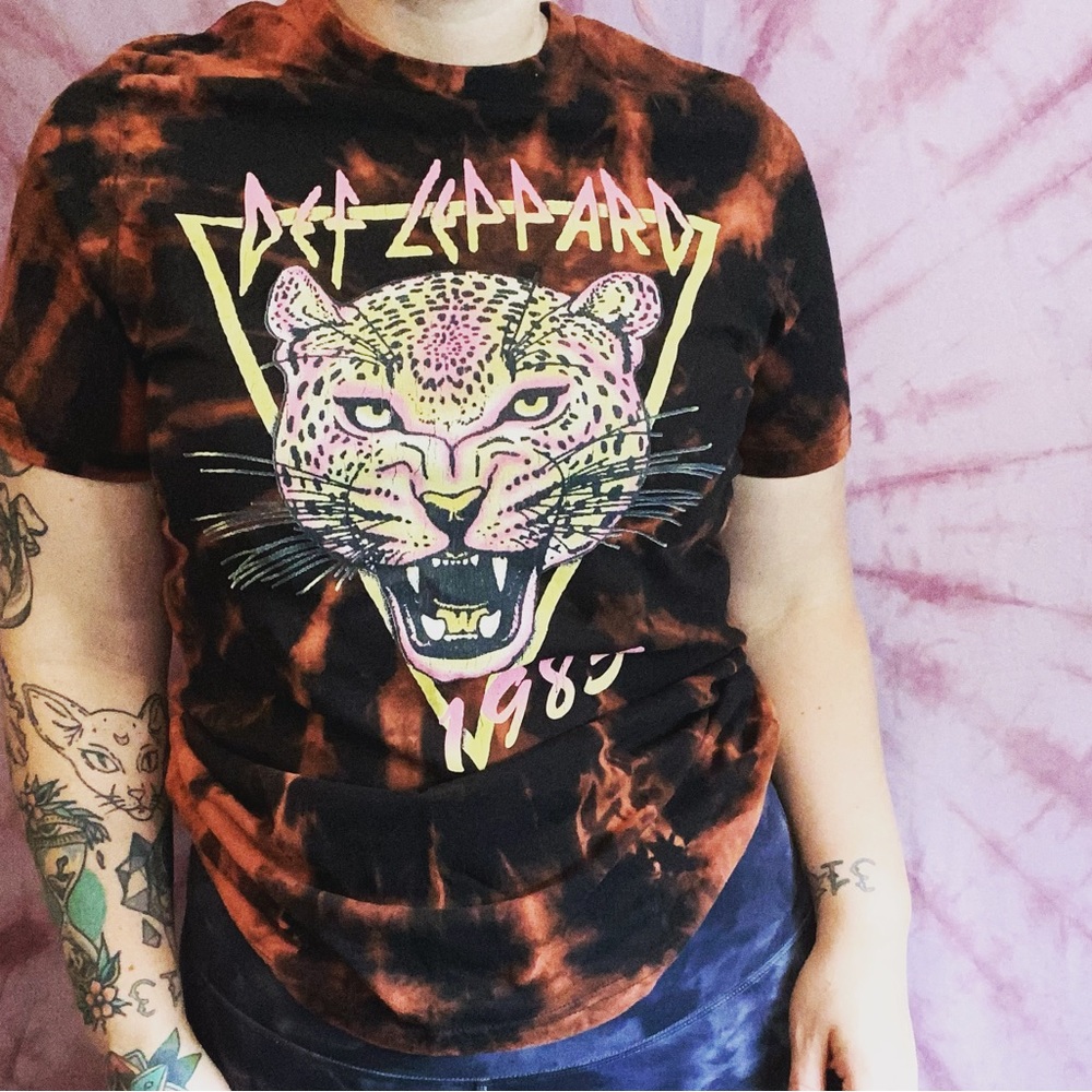 Bleach dyed Def Leppard T